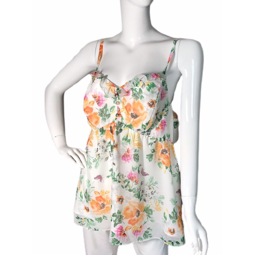 Torrid size 1 (1X-14/16) ❤NEW❤ Floral Chiffon Cami Babydoll Women's Blouse - Picture 4 of 11